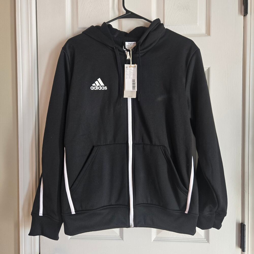 Adidas Sideline SLA Women's Hoodie Black White Full Zip Sweatshirt NWT Size S